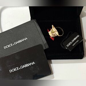 DOLCE & GABBANA Resin Beige Dog Ring US6 /EU51/S NWT and COA